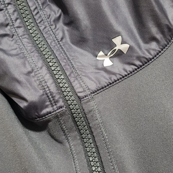 Under Armour Womens Full-Zip Track Jacket High-Neck Collared Unlined Grey Size L - Picture 6 of 9